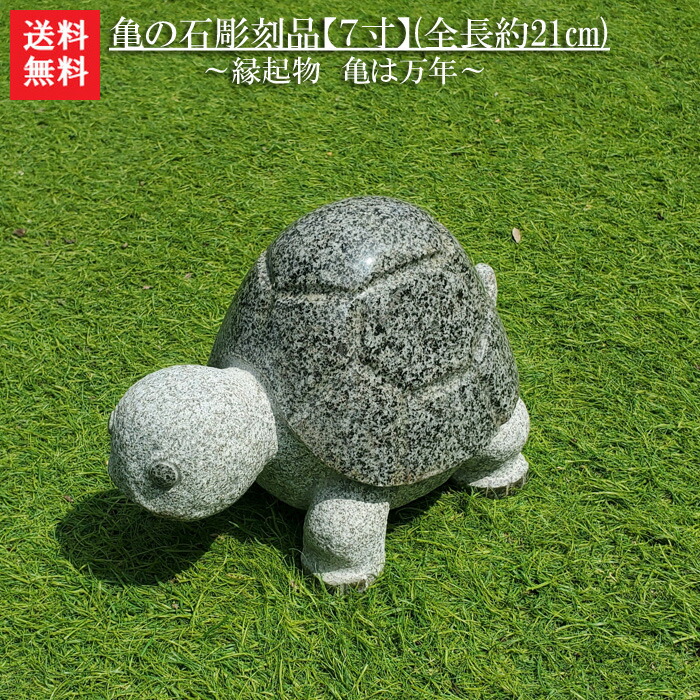 楽天市場】【送料無料】 亀の石彫刻品【7寸】(全長約21cm)【縁起物
