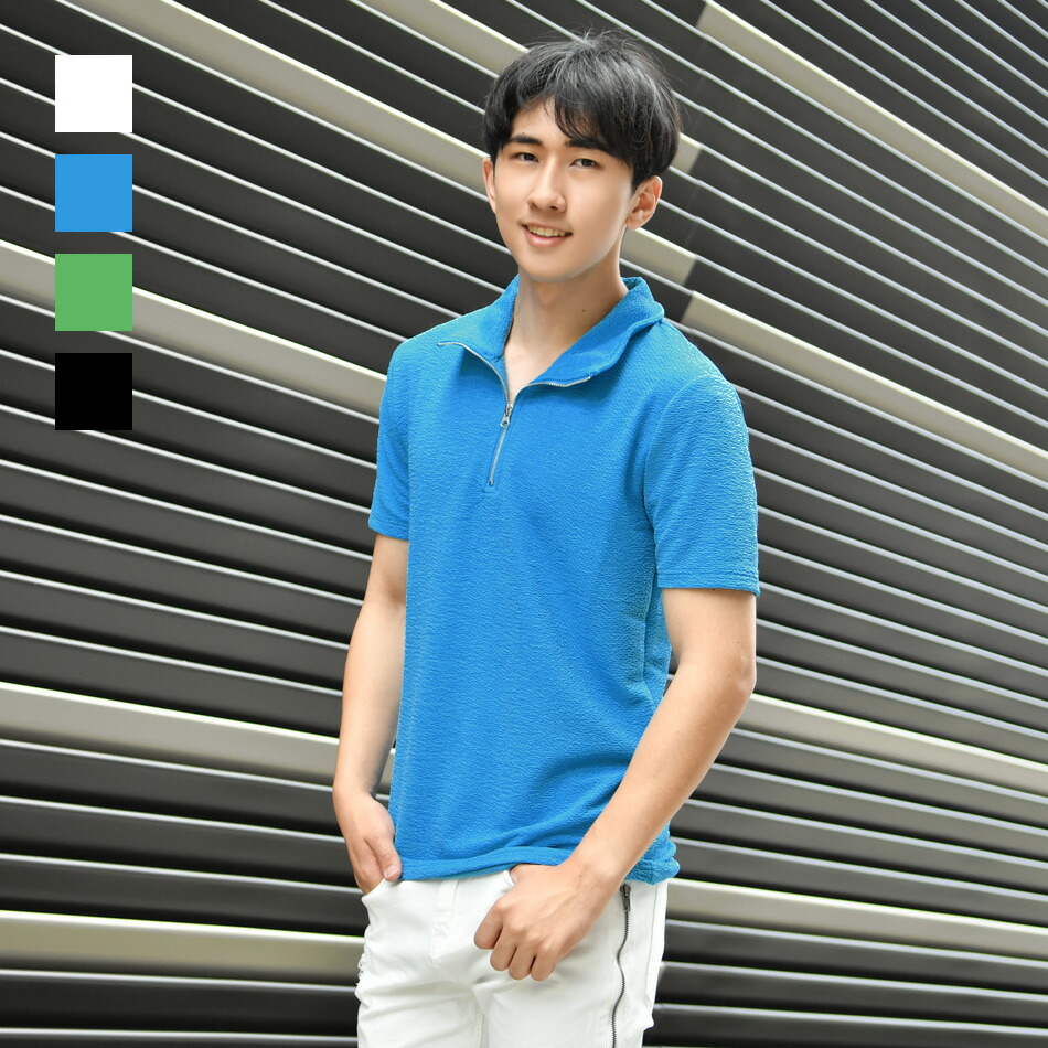 楽天市場】【ポイント10倍】ポロシャツ メンズ 無地 半袖 ZIP 衿