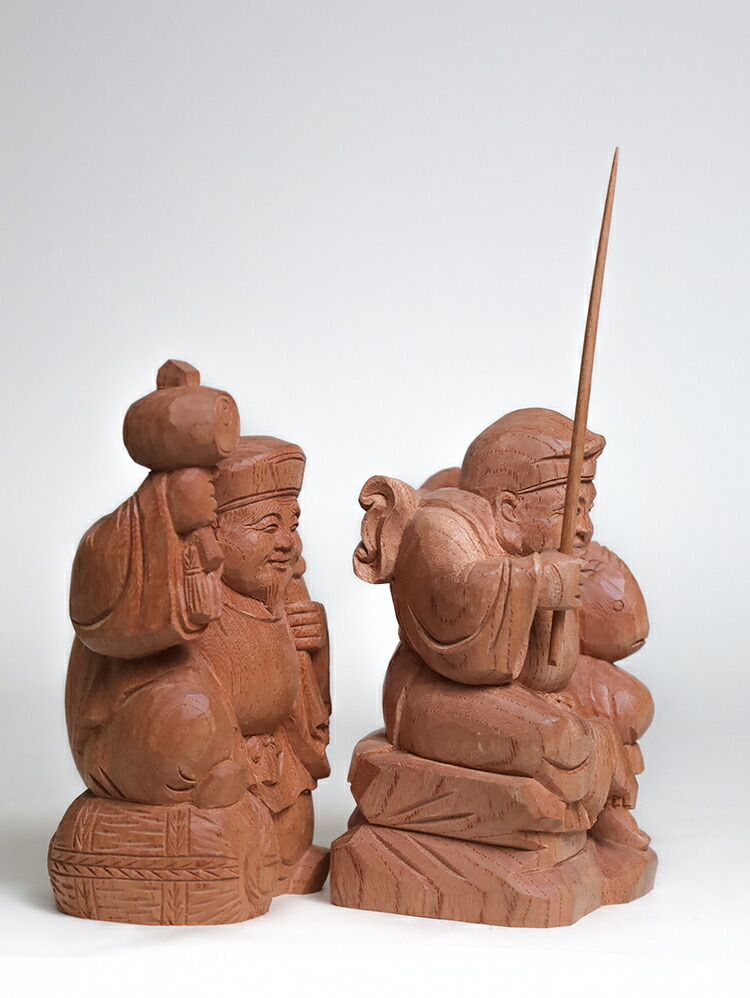 楽天市場】恵比寿大黒 木彫り一刀彫 / 素材：けやき（置物 木彫 縁起物