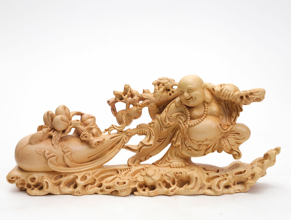 木彫りほていさん 一刀彫 布袋尊像 【公式通販】