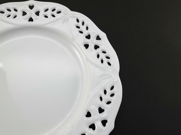楽天市場】レース 19cm 透かし皿日本製 磁器 白い食器 透かし皿