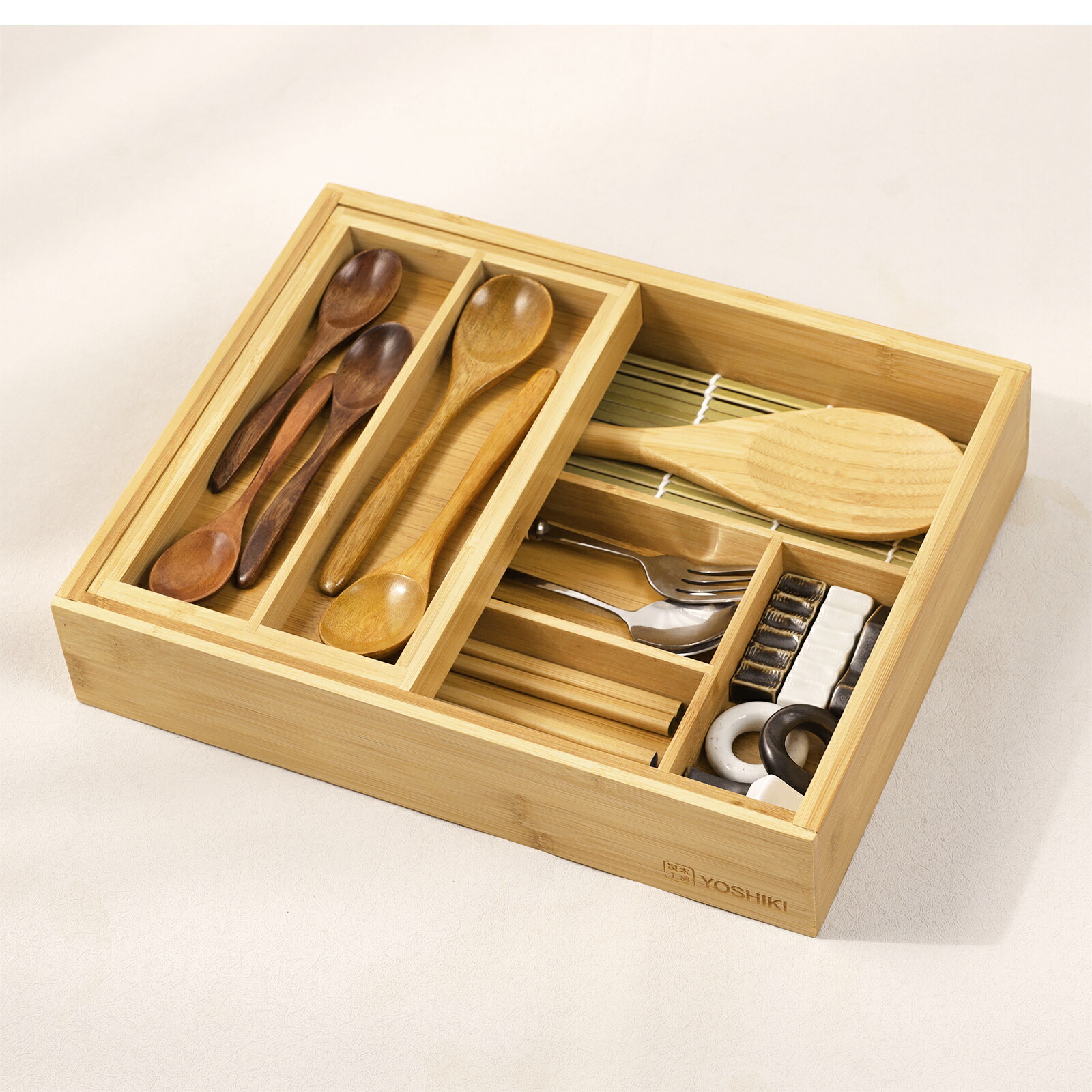 楽天市場】良木工房YOSHIKI カトラリートレー 木製 2段 キッチン収納