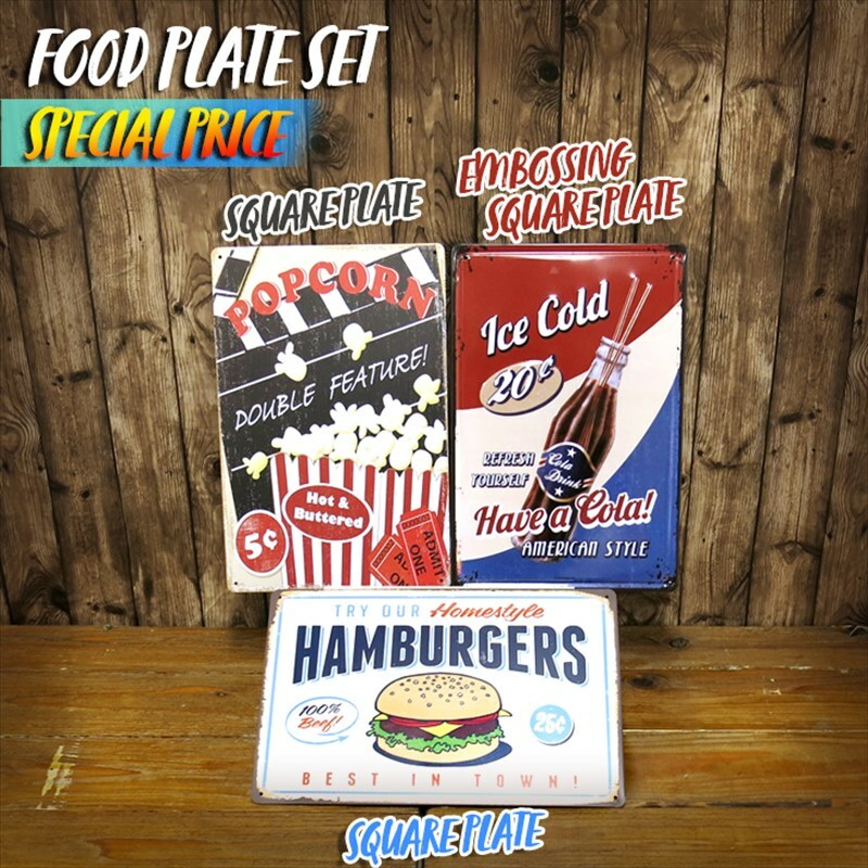 楽天市場】3枚セット アメリカン雑貨 サインプレート ブリキ看板 FOOD