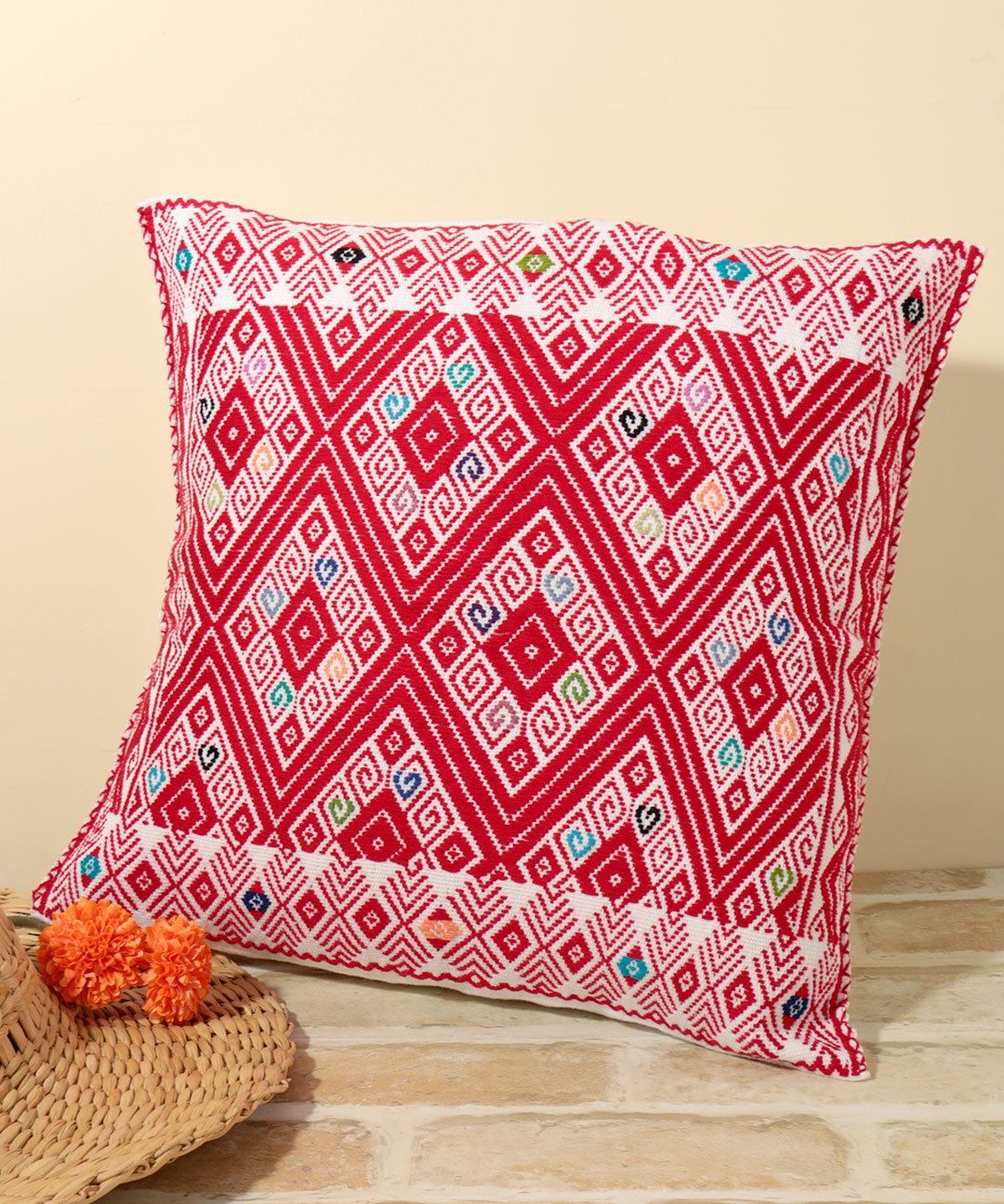 楽天市場】クッションカバー インテリア 生活雑貨 刺繍 刺しゅう 幾何