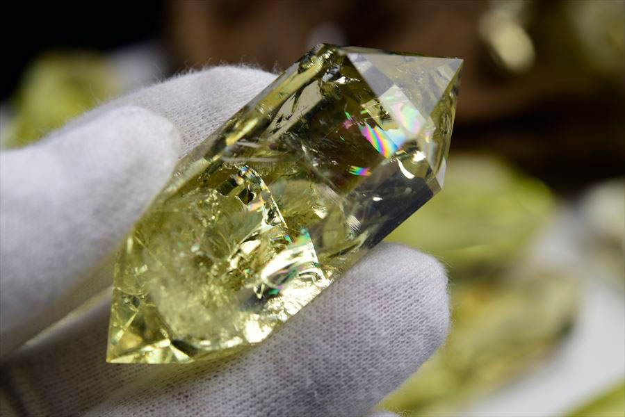 楽天市場】虹入り シトリン ダブルポイント 両剣黄水晶 □種類お任せ