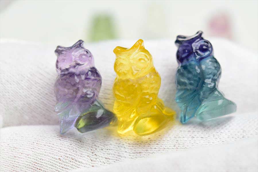 楽天市場】フローライト 蛍石 フクロウ 置物ミニチュアサイズ【販売