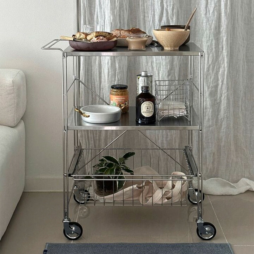 楽天市場】O'gre オグレ フラットステンレス3段トロリー 韓国