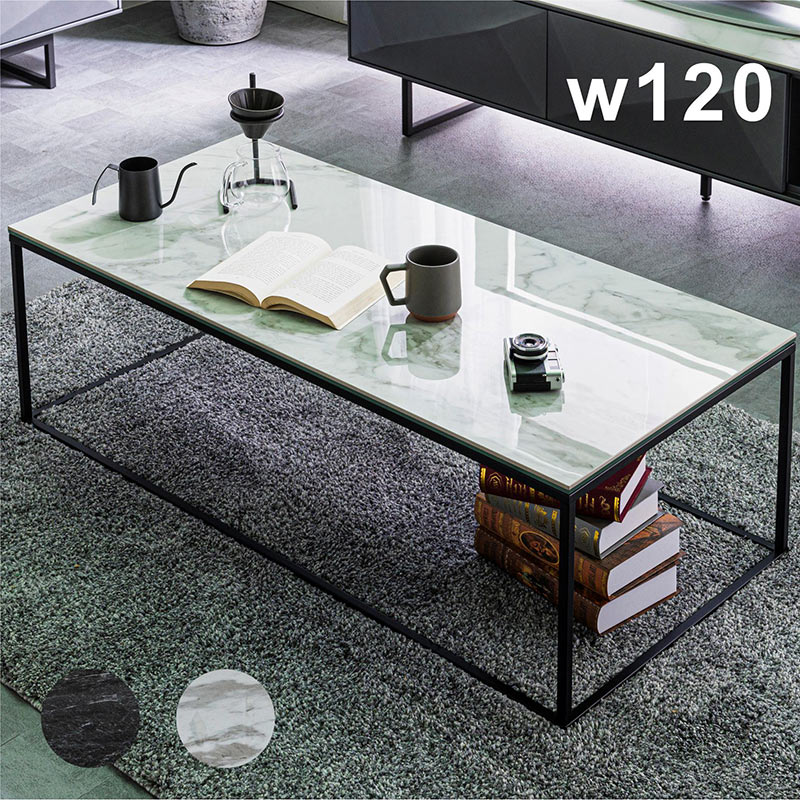 楽天市場】大理石風 セラミック テーブル 白 幅120cm 120x55 ロー