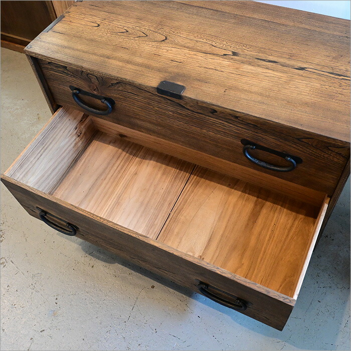 楽天市場】高級銘木ケヤキ材使用 1点物 アンティーク家具 和箪笥 箪笥