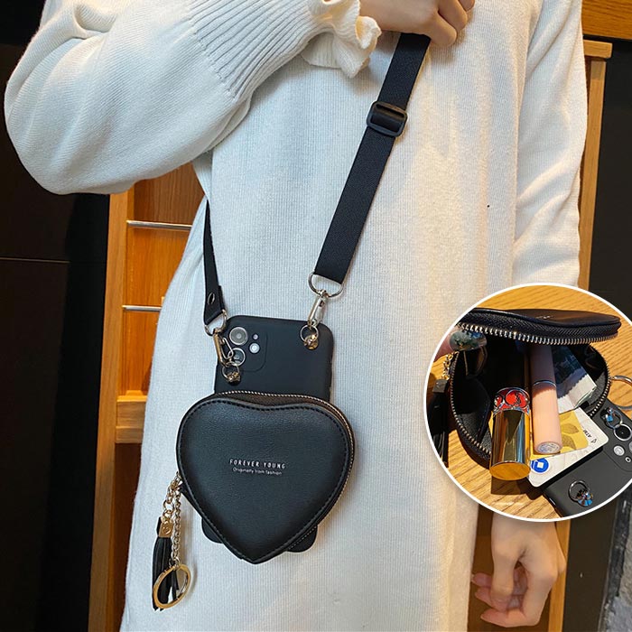 楽天市場】アイフォン17ケース ハート ポーチ付き 大容量 アイフォン15