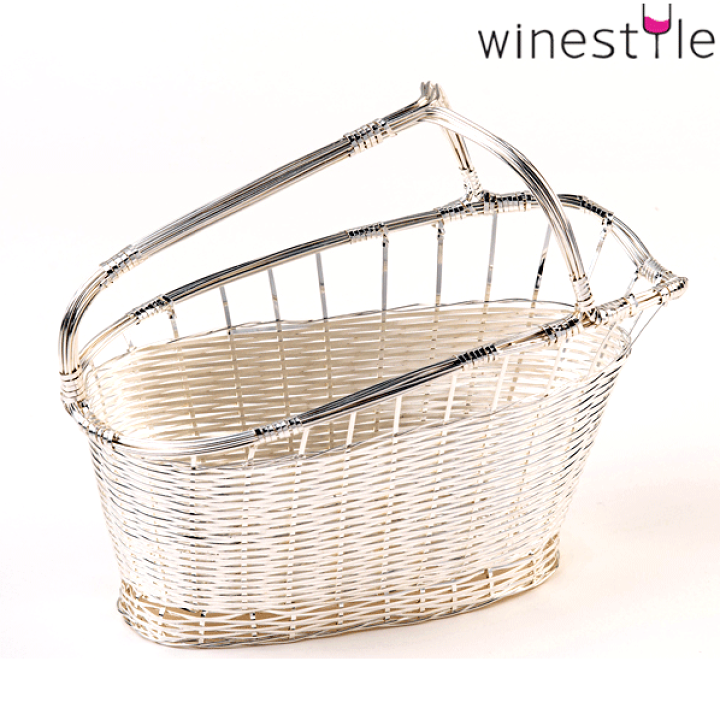 楽天市場】【送料無料】_シルバー パニエ バスケット ワインボトルを