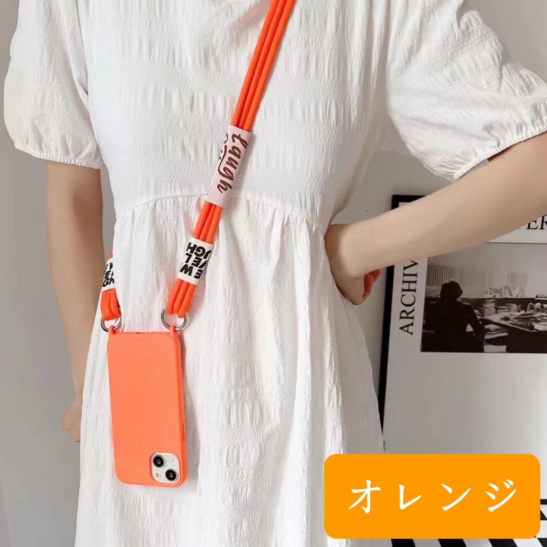楽天市場】ストラップ付きiphone ケース（カラーオレンジ）の通販