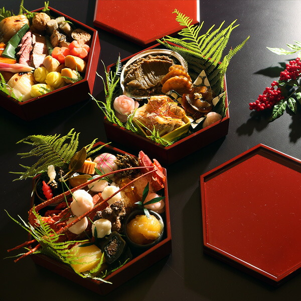 楽天市場】【宮内庁御用達 漆器 山田平安堂】漆器 重箱 六角型 三段重