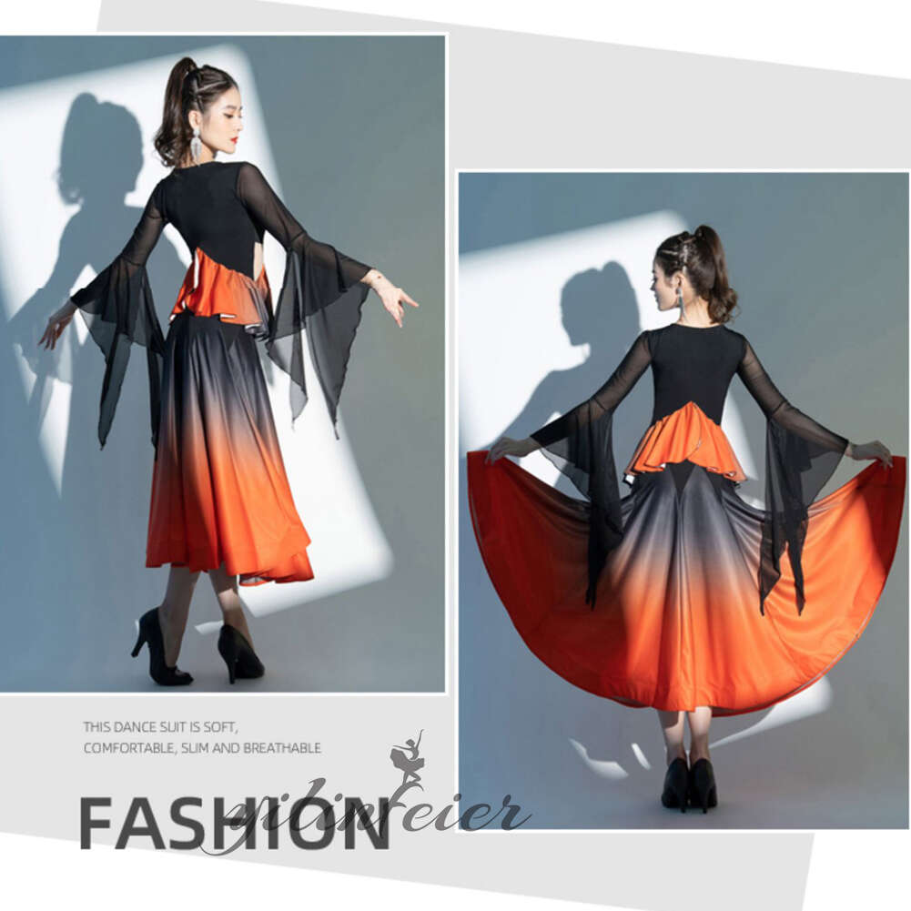 楽天市場】社交ダンスドレス クラーデション ひらひら フリル 社交