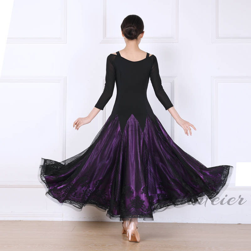 楽天市場】4Colors 社交ダンスドレス 2層色 露肩長袖 フラメンコ