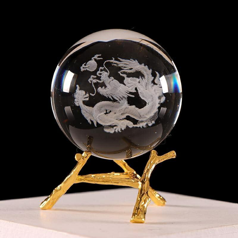 楽天市場】【20%OFFクーポン〜】龍 水晶玉 台座付き 60mm 龍の置物