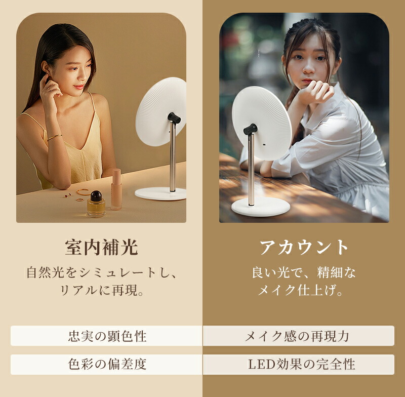 楽天市場】女優ミラー 化粧鏡 卓上ミラー 無段階調光 折立ミラー