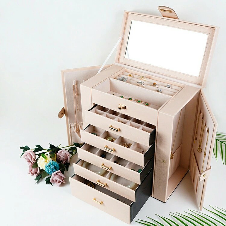 楽天市場】ジュエリーボックス 大容量 6段 鏡付き アクセサリー