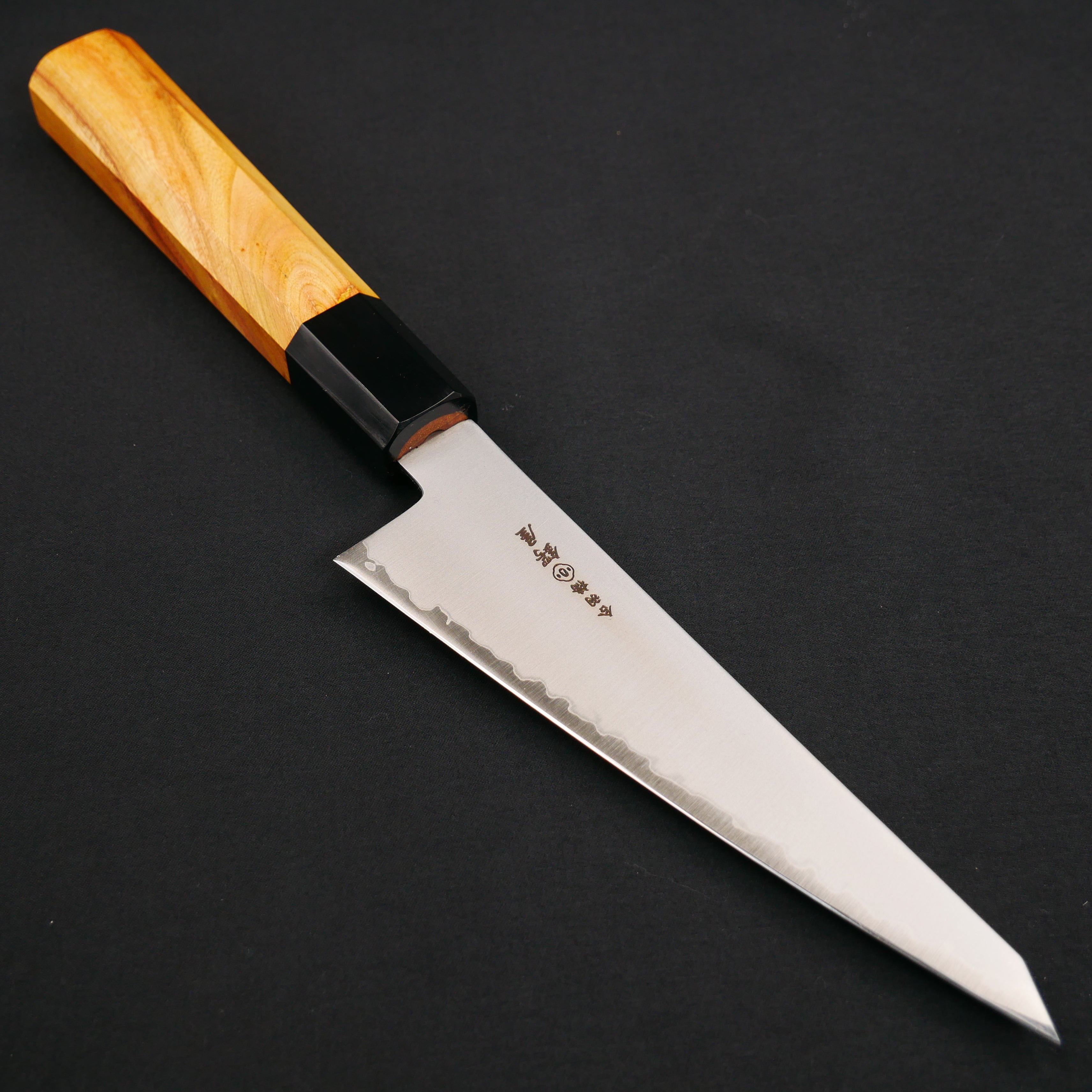 青紙スーパー 骨スキ ケヤキ八角柄 (両刃) – つば屋庖丁店