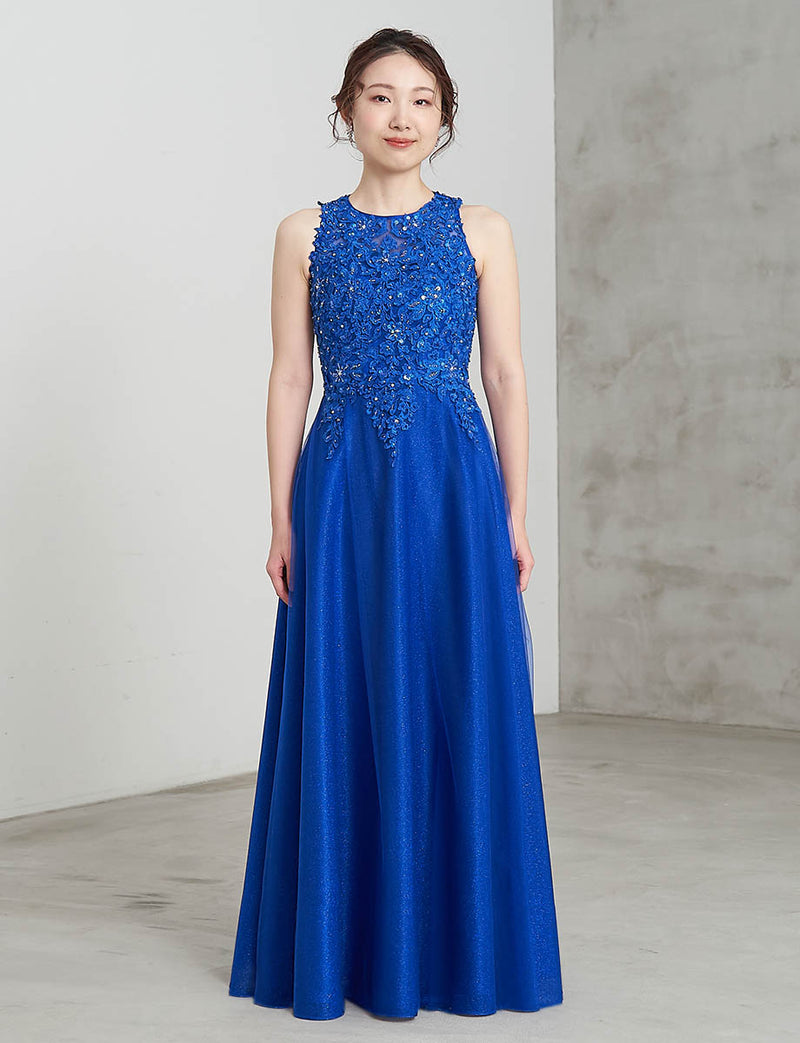 演奏会ドレス アメリカンスリーブ ルレックス ロイヤルブルー・Aライン