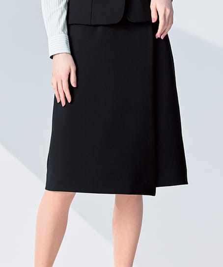 全2色】ラップスカート（ロング丈・2WAYストレッチ・抗菌裏地