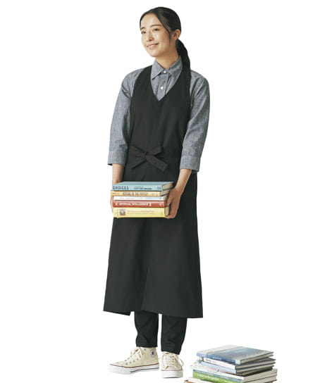 防汚加工Vネックエプロン（撥水・撥油・防汚・静電気・首掛け