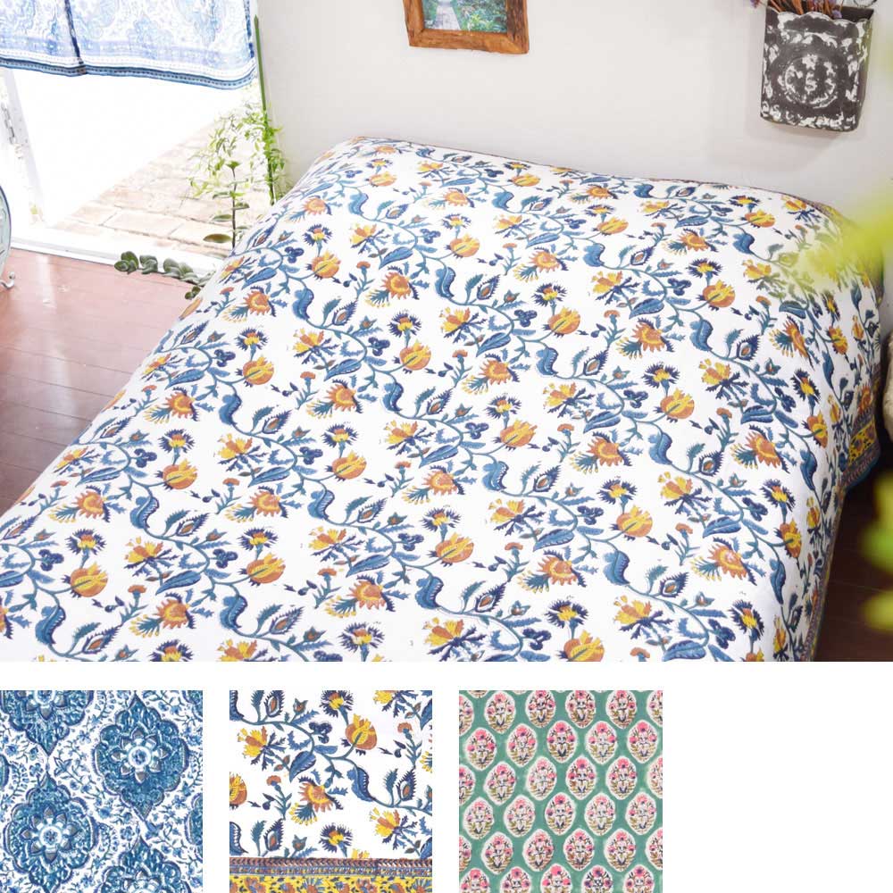 マルチクロス ブロックプリント インド 伝統柄 フリークロス