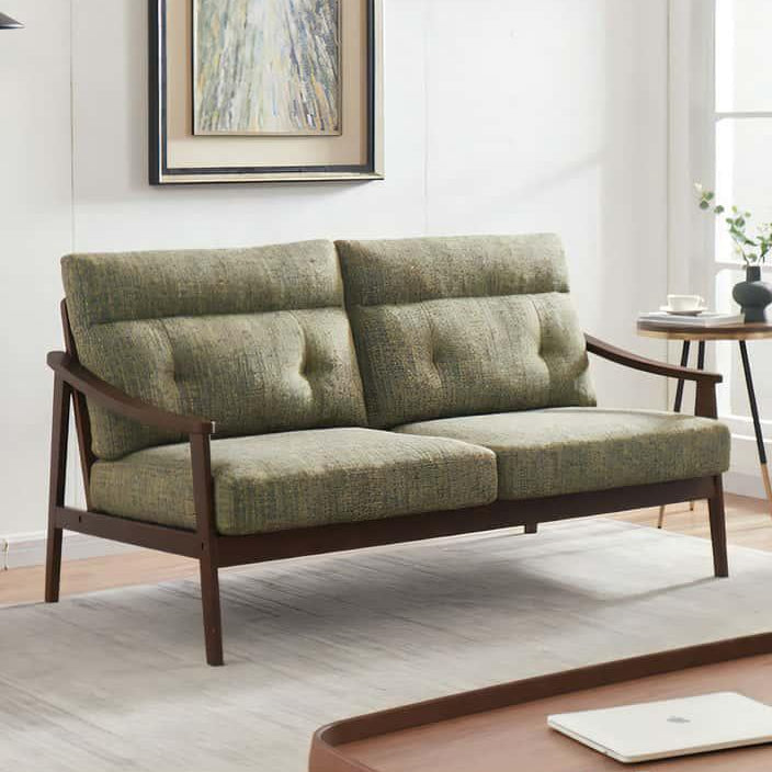 木肘ソファ 3人掛け ファブリック エレガント 肘付き おしゃれ