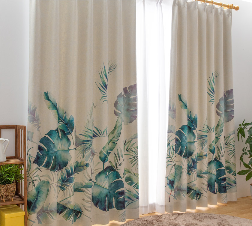 3級遮光ドレープ【亜熱帯ビックリーフ】 – カーテン・オーダーカーテン
