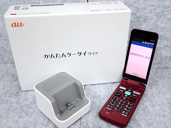 中古 美品】SIMフリー au かんたんケータイ KYF43 ワインレッド