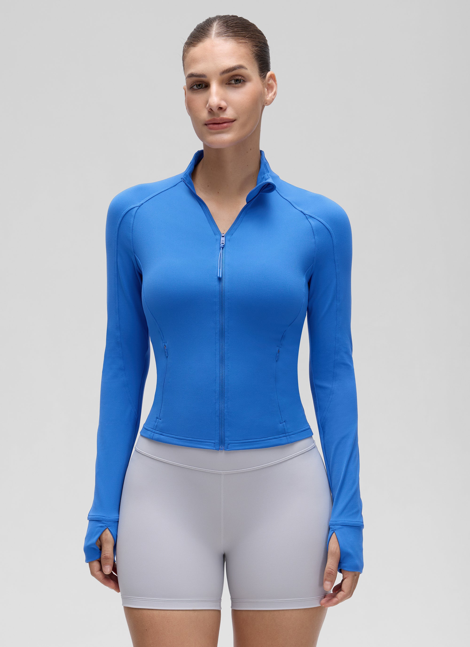 CRZ YOGA Women's Butterluxe Cropped Pocket Outerwear Full Zip