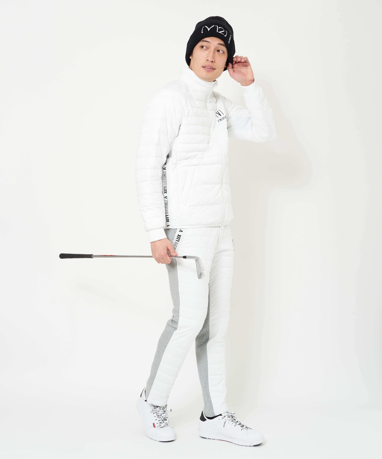 Twelve Lux フード付きダウンジャケット ホワイト V12 ゴルフ メンズ