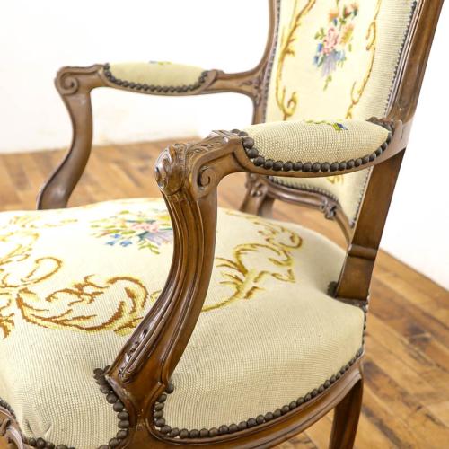 フレンチアンティーク アームチェア 肘掛け椅子 ウォールナット材