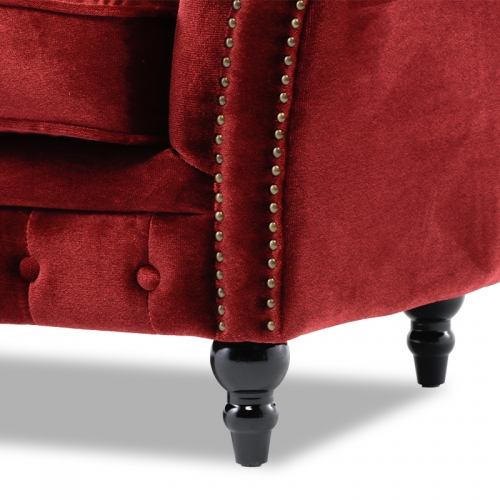 VJシリーズ チェスターフィールドソ 3人掛け 2シート レッドベルベット