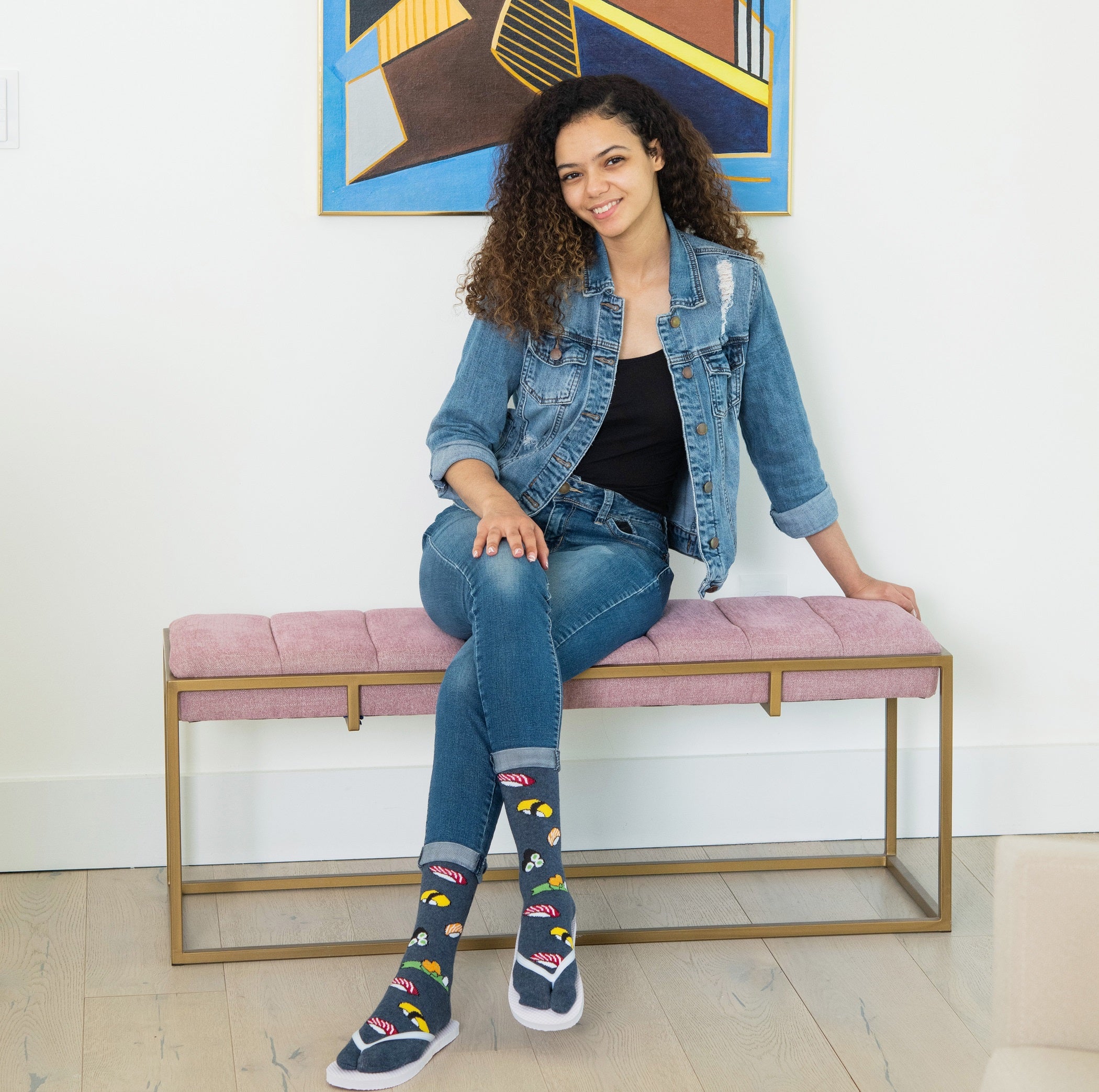 3 Pairs - V-Toe Split Toe Socks Big Toe Tabi Black Ninja, Pink