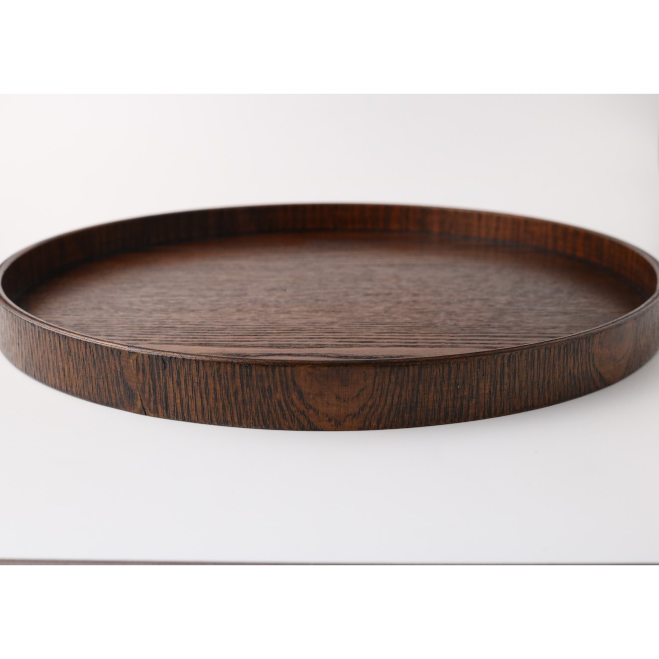 ☆和テイストな色合い木製丸盆ブラウンサークルトレー27cm|木の器