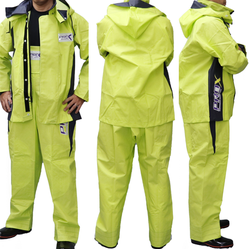 プロエックスα 貼り付けフード(別注加工) 上下セット ｜ 漁師カッパ