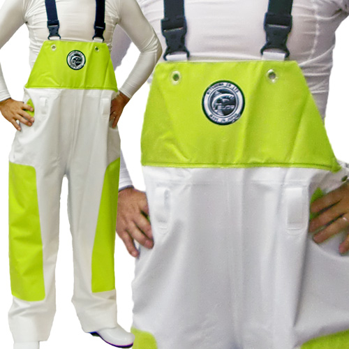 ミツウマ シーピープル 胸付ズボン ピュアホワイト/ライムイエロー