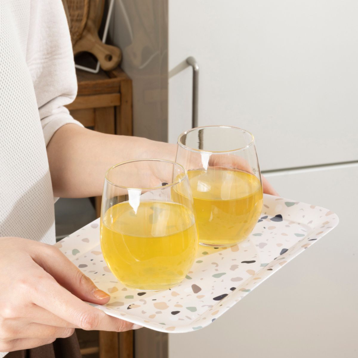 OUTLET】お盆 トレー スクエアPPトレイ テラゾータイル 365972