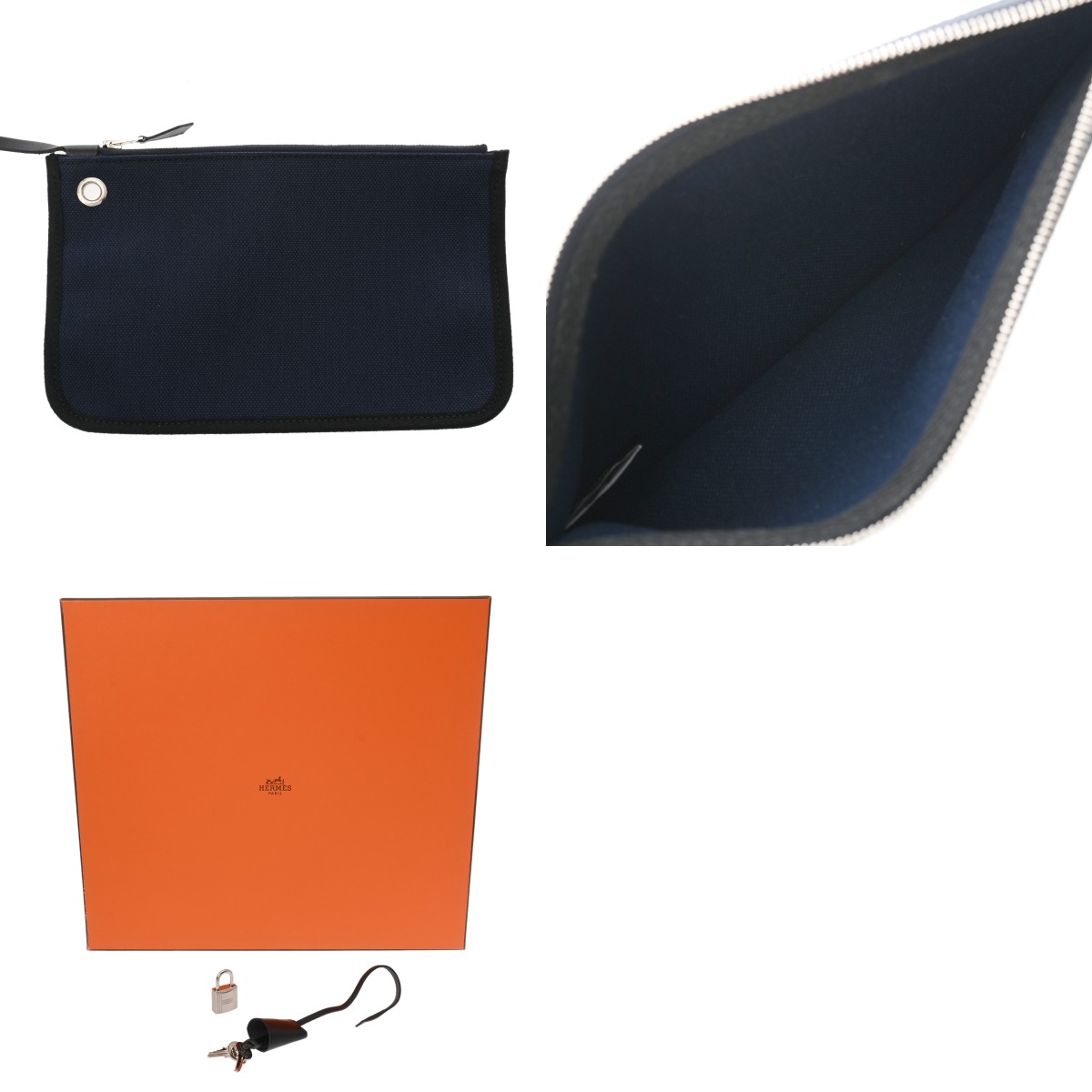 エルメス エールバッグ ジップ PM ブルーネイビー/ブラック トワル