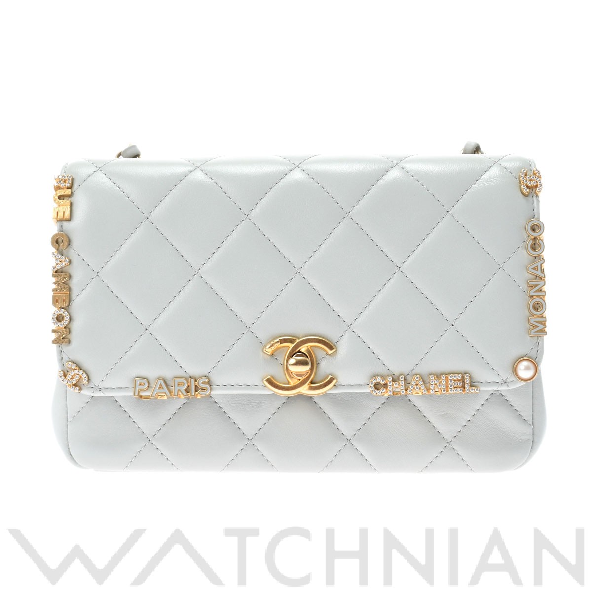 シャネル ミニフラップバッグ グレー AS3731 ラムスキン レディース