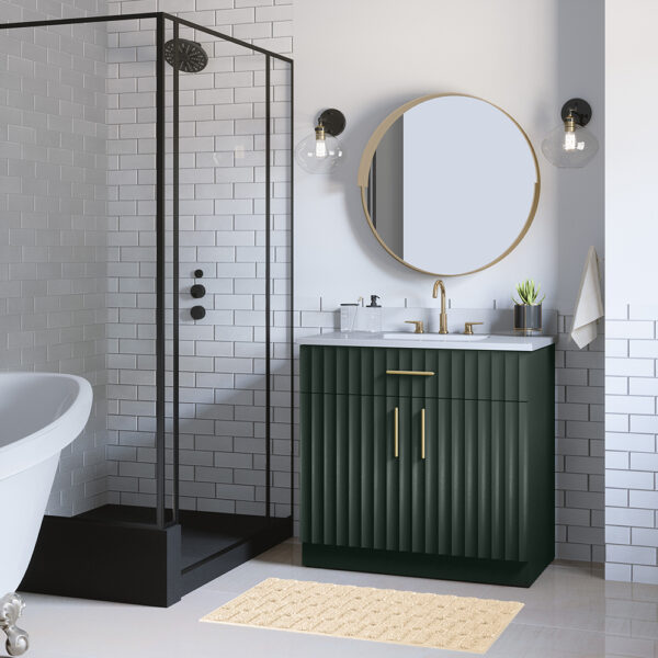 Buntz 36in Forest Green Single Sink Bathroom Vanity | Whalen Furniture