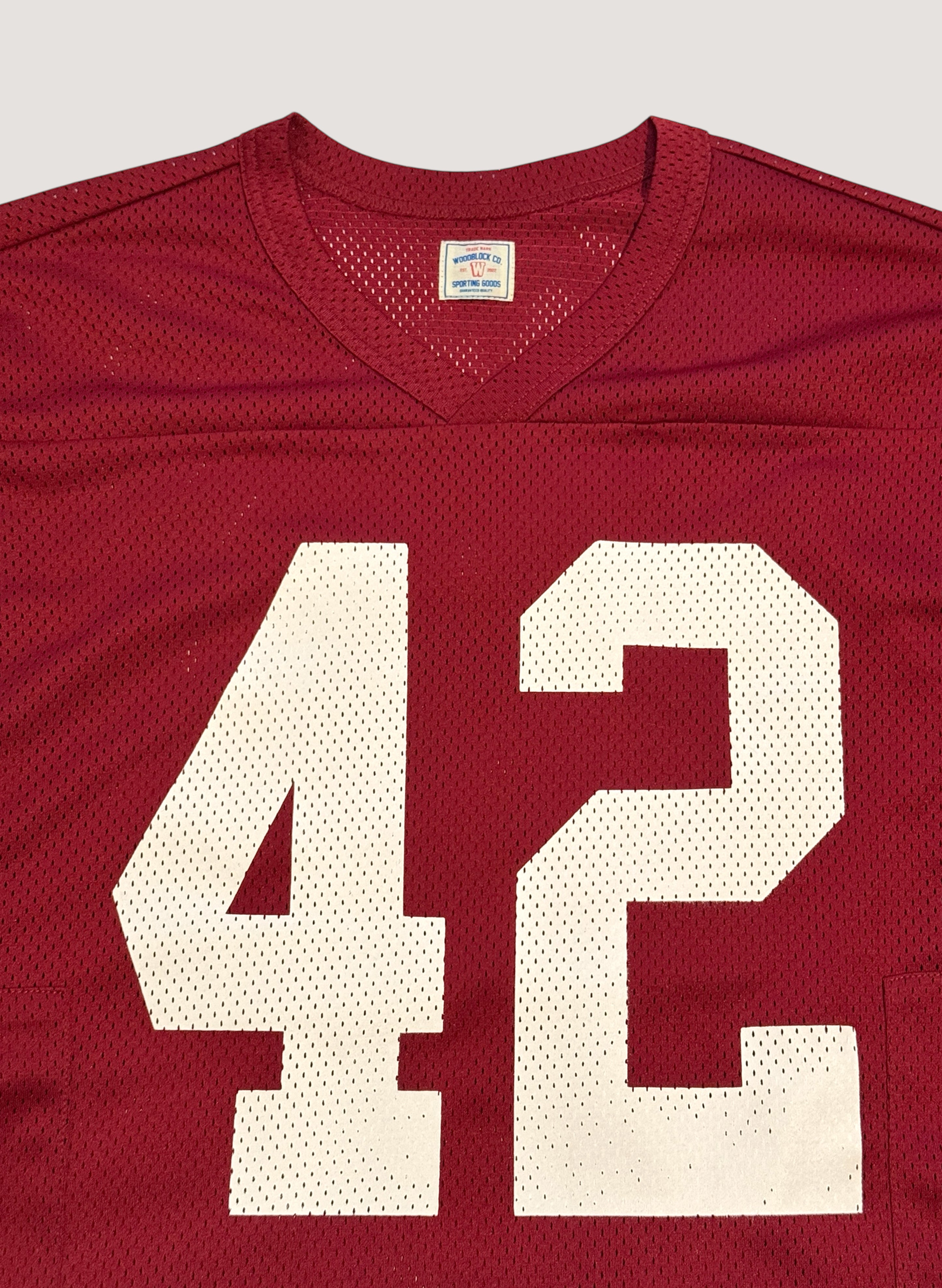 WOODBLOCK 42 MESH FOOTBALL LS SHIRT BURGUNDY/WHITE (WB-25AW-002)