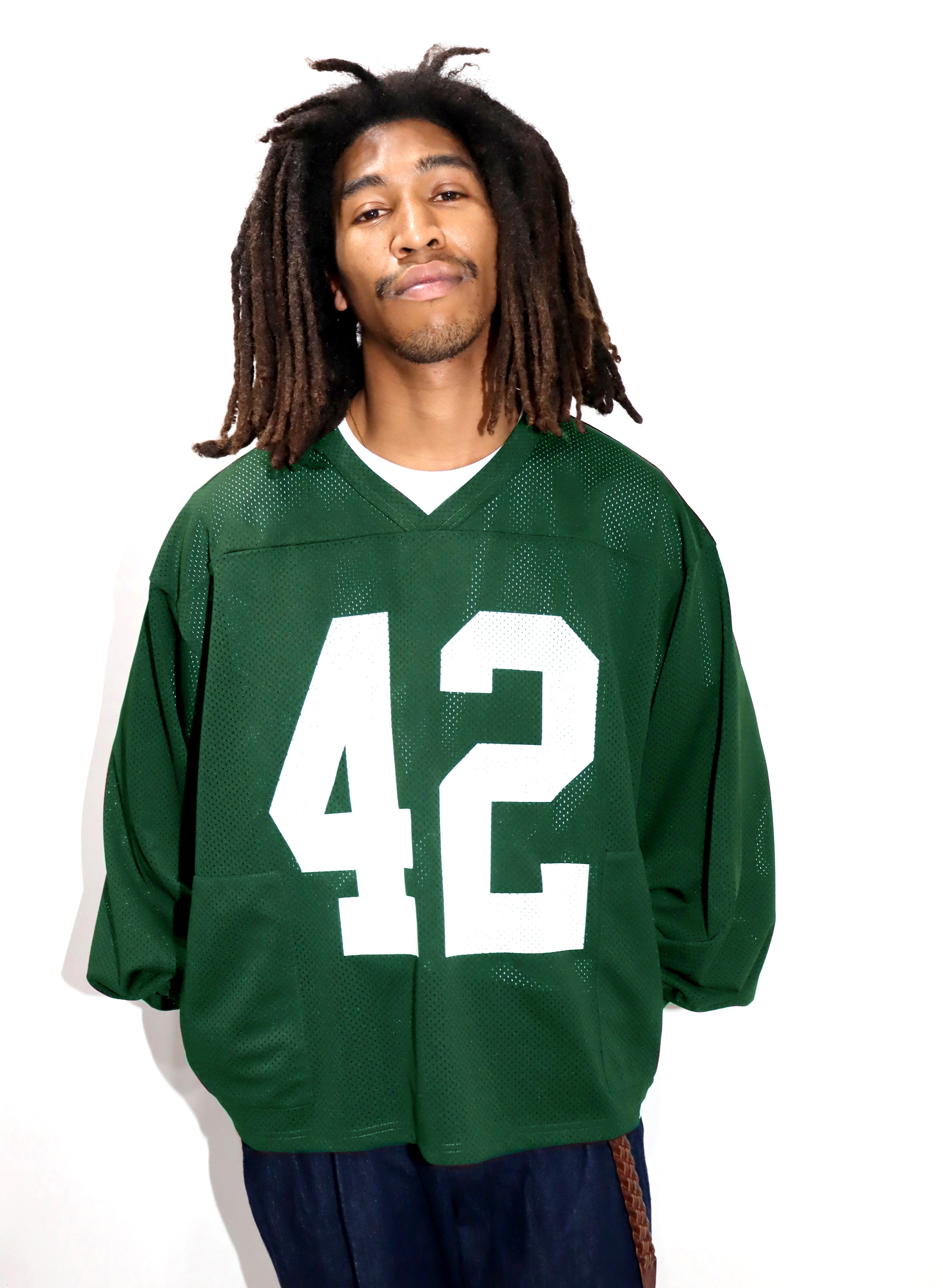 WOODBLOCK 42 MESH FOOTBALL LS SHIRT GREEN/WHITE (WB-25SS-004)