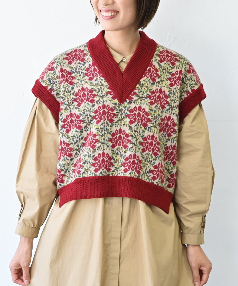 前身頃は希少なモヘヤとシルク×後ろ身頃はウール100%〉フラワージャ