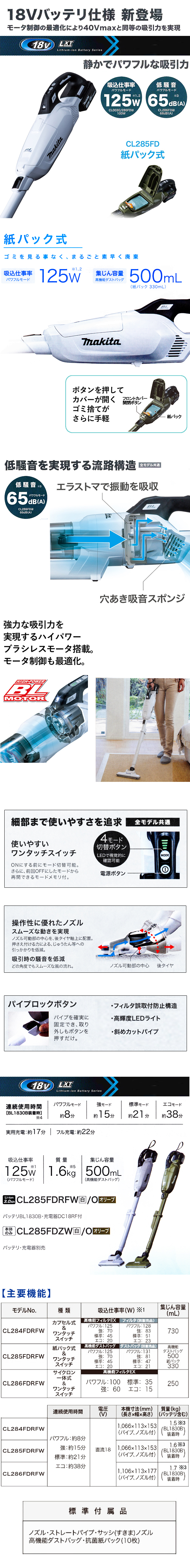 マキタ 18V充電式クリーナ CL285FD 電動工具・エアー工具・大工道具