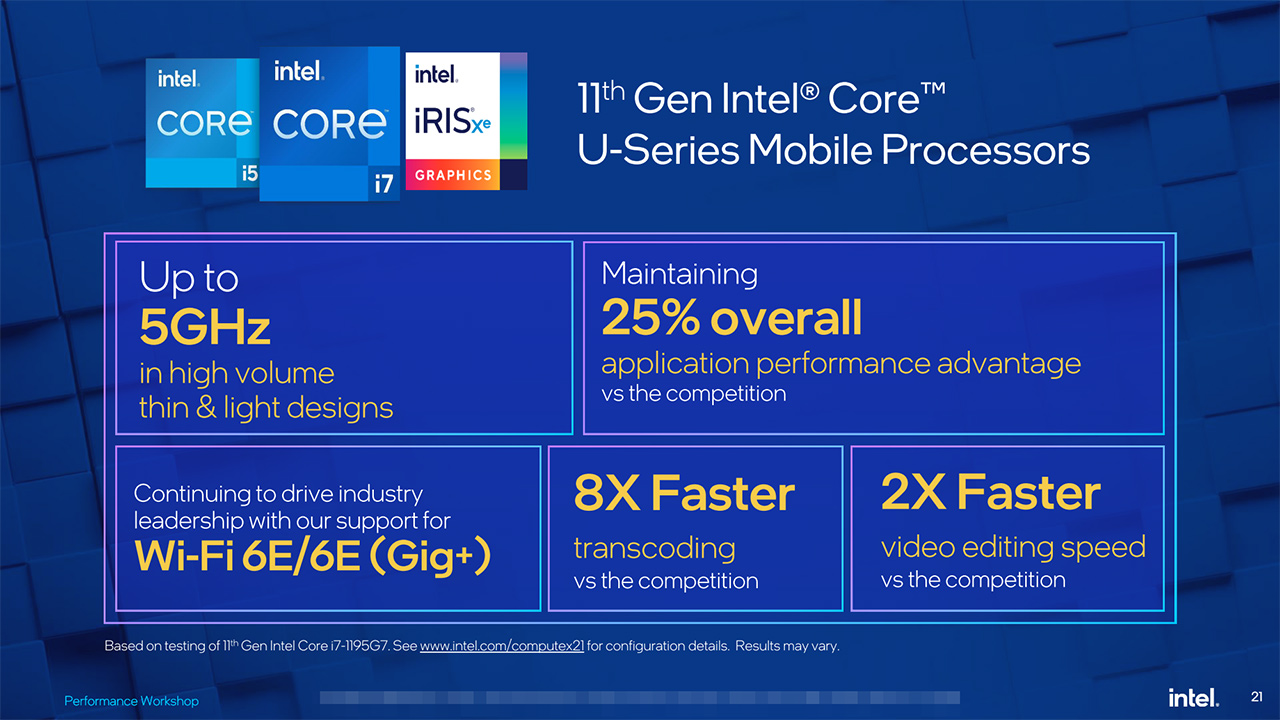 Intel，4コア版第11世代Coreプロセッサの高クロック版「Core i7-1195G7