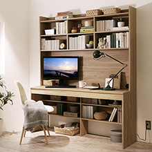 おしゃれな書斎に 大型モニター対応 薄型ハイタイプ収納デスクの詳細