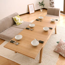 暮らしの幅が広がる 天然木ウォールナット材3段階伸長式 こたつ