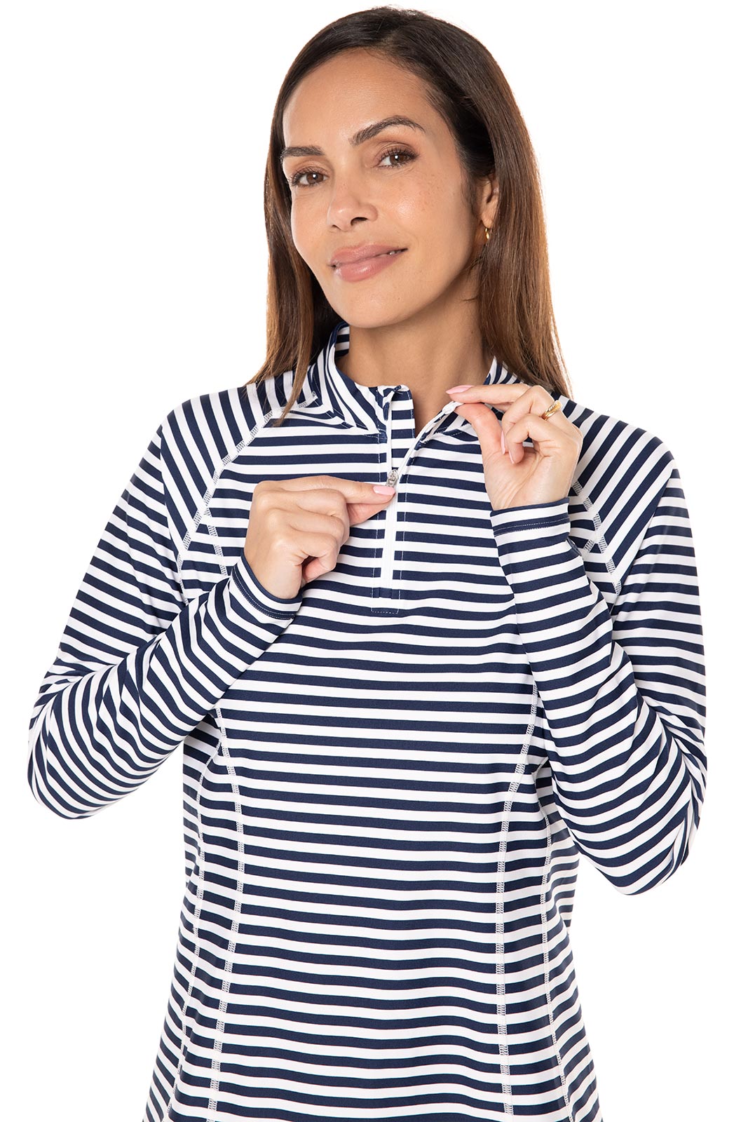Women's Freestyle Long Sleeve Quarter Zip Rash Guard | White/Navy